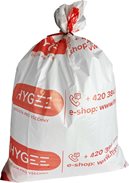 Pytle 70 x 110 cm, 120 l, typ 40, s potiskem Hygee, bílé, 25 ks