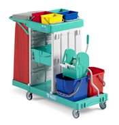 Vozík úklidový Magic Line 350B, držák pytle 120 l, úložný box, 2 x 15 l, ždímač Tec