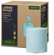 Utěrky čisticí Tork Low-Lint, 200 útržků, tyrkysové, náplň, W10